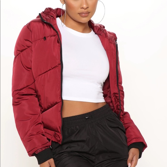 Fashion Nova Jackets & Blazers - NWT Fashion Nova Dark Red Keep Warm Puffer Jacket